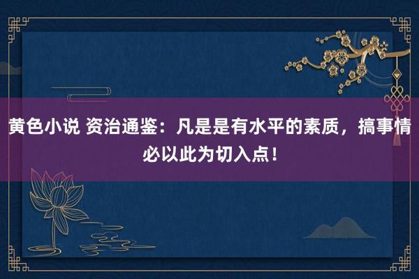 黄色小说 资治通鉴：凡是是有水平的素质，搞事情必以此为切入点！