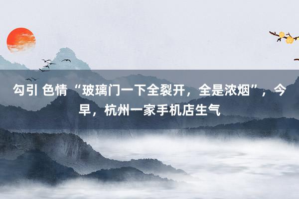 勾引 色情 “玻璃门一下全裂开，全是浓烟”，今早，杭州一家手机店生气