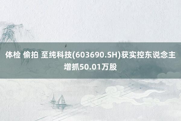 体检 偷拍 至纯科技(603690.SH)获实控东说念主增抓50.01万股