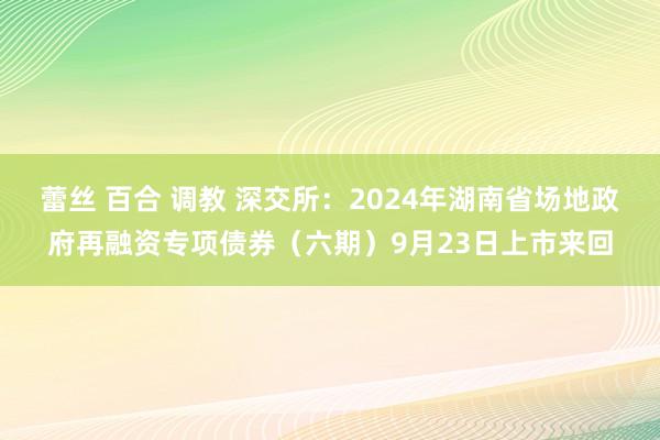 蕾丝 百合 调教 深交所：2024年湖南省场地政府再融资专项债券（六期）9月23日上市来回