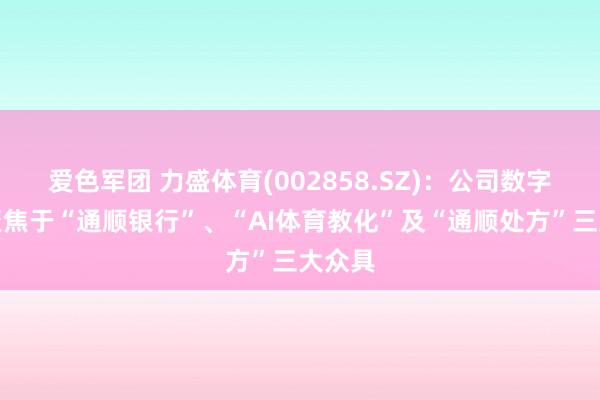 爱色军团 力盛体育(002858.SZ)：公司数字体育聚焦于“通顺银行”、“AI体育教化”及“通顺处方”三大众具