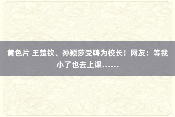 黄色片 王楚钦、孙颖莎受聘为校长！网友：等我小了也去上课……