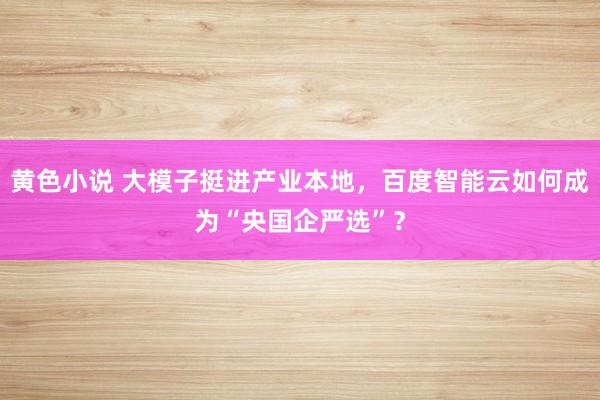 黄色小说 大模子挺进产业本地，百度智能云如何成为“央国企严选”？