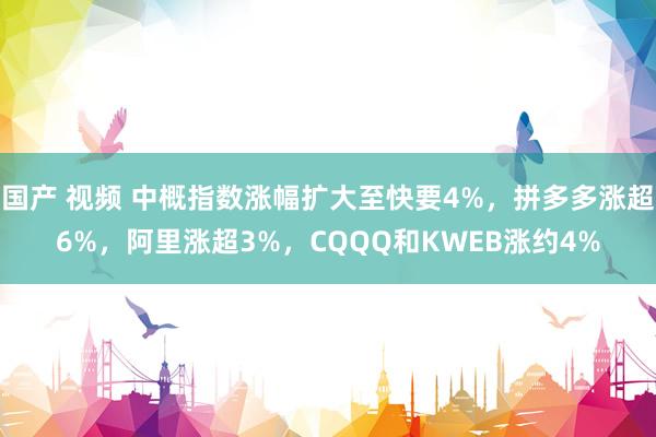 国产 视频 中概指数涨幅扩大至快要4%，拼多多涨超6%，阿里涨超3%，CQQQ和KWEB涨约4%