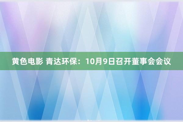 黄色电影 青达环保：10月9日召开董事会会议