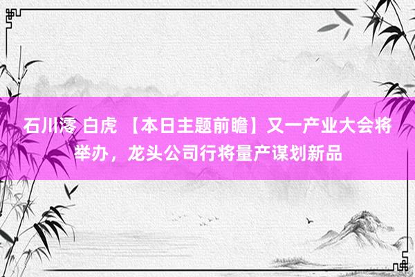 石川澪 白虎 【本日主题前瞻】又一产业大会将举办，龙头公司行将量产谋划新品