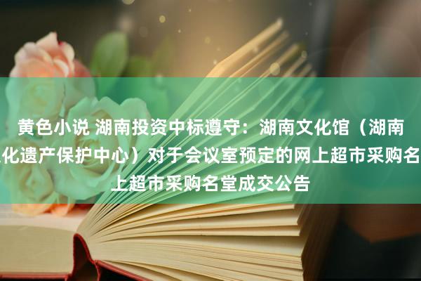 黄色小说 湖南投资中标遵守：湖南文化馆（湖南省非物资文化遗产保护中心）对于会议室预定的网上超市采购名堂成交公告