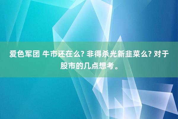 爱色军团 牛市还在么? 非得杀光新韭菜么? 对于股市的几点想考。