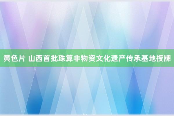 黄色片 山西首批珠算非物资文化遗产传承基地授牌