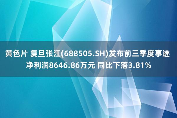 黄色片 复旦张江(688505.SH)发布前三季度事迹 净利润8646.86万元 同比下落3.81%