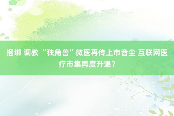 捆绑 调教 “独角兽”微医再传上市音尘 互联网医疗市集再度升温？