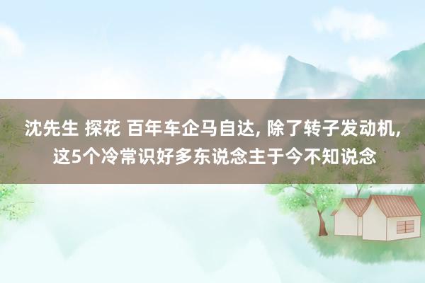 沈先生 探花 百年车企马自达， 除了转子发动机， 这5个冷常识好多东说念主于今不知说念