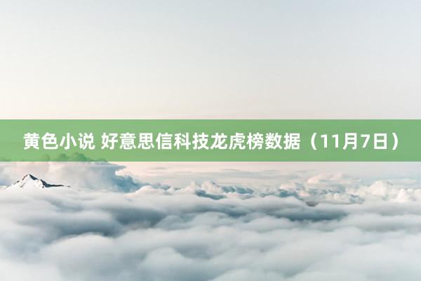 黄色小说 好意思信科技龙虎榜数据（11月7日）