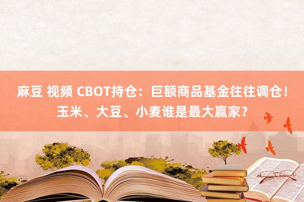 麻豆 视频 CBOT持仓：巨额商品基金往往调仓！玉米、大豆、小麦谁是最大赢家？