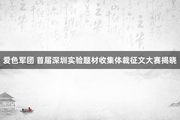 爱色军团 首届深圳实验题材收集体裁征文大赛揭晓