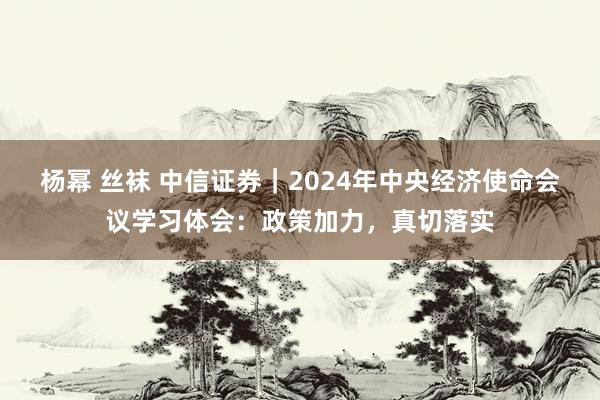 杨幂 丝袜 中信证券｜2024年中央经济使命会议学习体会：政策加力，真切落实