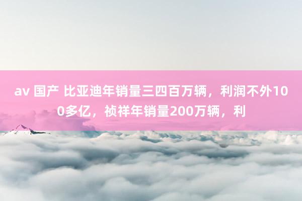 av 国产 比亚迪年销量三四百万辆，利润不外100多亿，祯祥年销量200万辆，利